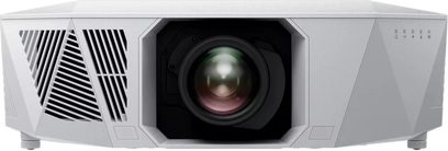 Epson EH-QL3000 projector wit, vooraanzicht, centrale lens, driehoekige ventilatieroosters, knoppen aan de rechterkant