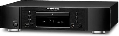 Marantz CD6004 sort CD-afspiller, set forfra, sort front med digitalt display, sølvfarvede knapper og CD-skuffe