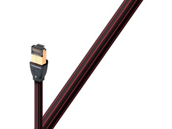 Audioquest Cinnamon 8m black and red striped Ethernet RJ45 network cable, with gold-plated RJ45 connectors and anti-kink sleeves