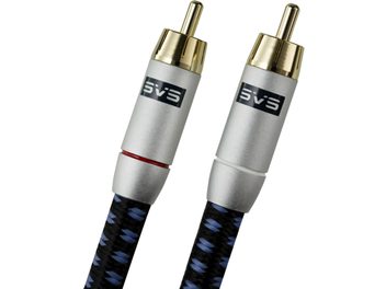 Kabel do subwoofera SoundPath Subwoofer 5m, 2 pozłacane złącza RCA, czarno-niebieski oplot