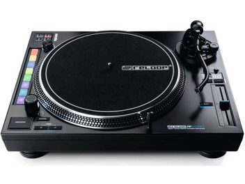 Hi-fi винилова грамофонна плоча Reloop RP 8000 MK2 черна, изглед отгоре, плоча, тонарм, бутони и регулатори