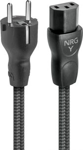 Audioquest NRG-Y3 sort strømkabel med europæisk stik og IEC-stik, synlig flettet kappe