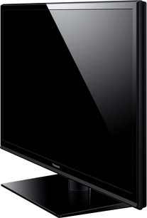 Panasonic TX-L32XM6 tv set forfra, skinnende sort skærm, mat sort ramme, skinnende sort fod