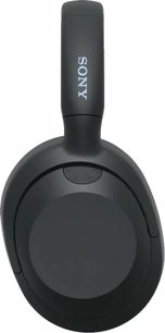 Bezdrátová Bluetooth sluchátka Sony ULT WEAR v černé barvě, pohled z boku, oválný náušník, široký oblouk, viditelný bílý logo
