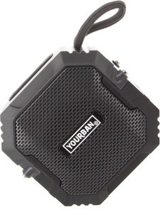 Yourban Getone 15 Bluetooth hoparlör, altıgen şekil, siyah ızgara, merkezde logo, sol üst köşede kordon