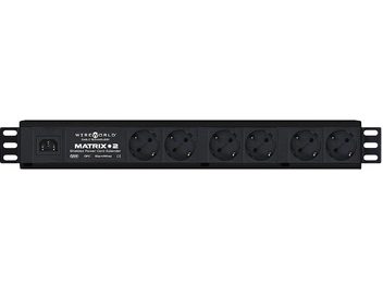 Мережевий фільтр Wireworld Matrix 2 чорний з 6 розетками та 2 Ethernet RJ45, вигляд спереду