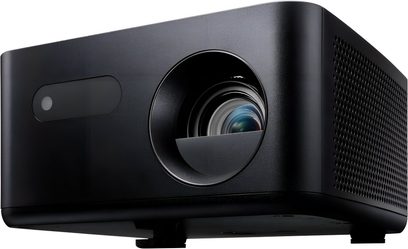 Videoproiettore Optoma Photon Life PH31, custodia in plastica nera opaca, obiettivo incassato, griglia laterale, vista 3/4 frontale