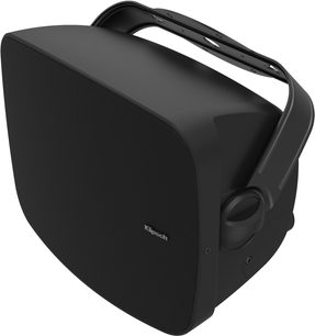 Diffusore da esterno Klipsch PSM-525-T nero con griglia frontale e supporto di fissaggio a parete orientabile