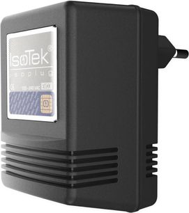 IsoTek ISOPLUG EVO3 sort strømskinne, sort, LCD-display, 6 hunstik på bagsiden, hanstik på siden
