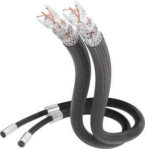 Analogowy kabel audio XLR Inakustik NF-2405 AIR 1,5m, czarna pleciona osłona, cylindryczne metalowe złącza, widoczne przewody wewnętrzne