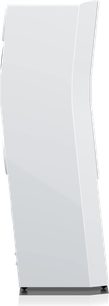 Enceinte colonne SVS Ultra Evolution Tower blanc laqué, vue de face, forme rectangulaire verticale, couleur blanche
