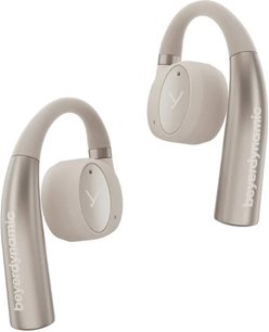 Beyerdynamic VERIO 200 beežid kõrvasisesed kõrvaklapid, külgvaade, 2 kaardus kõrvaklappi, ümarad otsikud, nähtav logo
