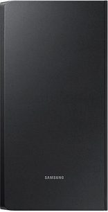Samsung HW-K950 sort soundbar, set forfra, i lodret position, på en hvid baggrund