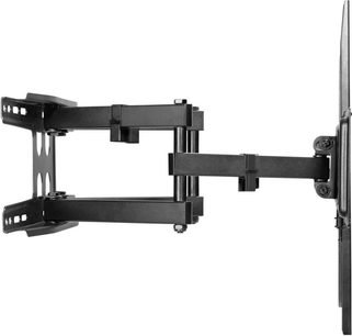 Schwarze Metall-Wandhalterung für TV mit doppelt ausziehbarem Arm, Wandbefestigungen und Bildschirmbefestigung, Seitenansicht