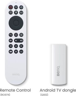QS02 Android TV-dongle en RCI074 afstandsbediening op batterijen