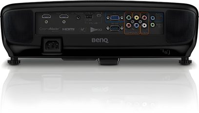 Benq W2000+ sort videoprojektor, set forfra, HDMI VGA komponent komposit lyd USB-stik, kontrolknapper