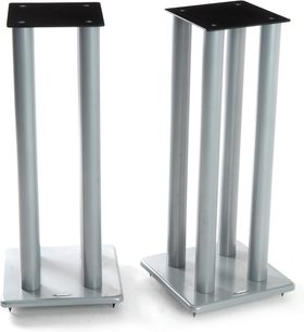 To Atacama Audio SLi700 højttalerstativer på bestilling i sort anodiseret aluminium, cylindrisk form med firkantet base