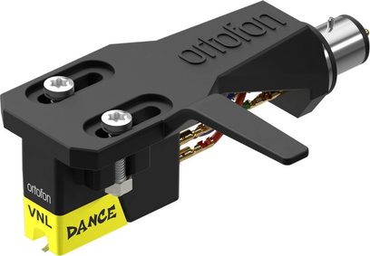 Ortofoni VNL DANCE ON mustikassette SH-2 musta ja kollase värviga metallist/plastikust, headshell tõstmisõraga ja nähtavate kruvidega