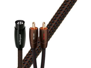 Cablu audio analogic DIN cu conectori RCA aurii, învelitoare împletită neagră și maro, conector DIN negru cu 5 pini