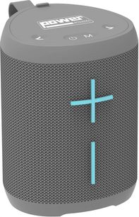 Yourban Getone 20 harmaa bluetooth-kaiutin, kolmen neljänneksen näkymä, kangaspinta, ohjauspainikkeet yläosassa