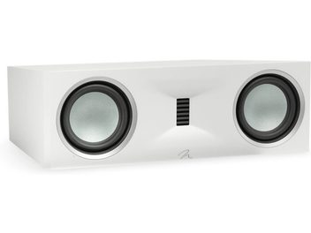 Cassa centrale Motion XT C100 bianco opaco con due altoparlanti circolari argentati e una griglia centrale rettangolare nera