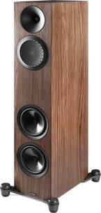 Paradigm Premier 720F v2 dió álló hangfal háromnegyedes nézetben, négy fekete hangsugárzós előlappal