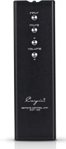 Sort Cayin SP-13B-fjernbetjening i metal, frontvisning, tre runde knapper (Input, Mute, Volume) og markeringer ▲▼