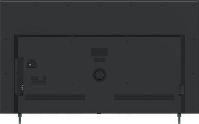 Panasonic TV-65W95AEG højdefinitionsfjernsyn, bagside, sort overflade, metalfødder, ventilationsgitre, sideforbindelser