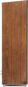 Diffusore a colonna MartinLogan Motion XT F200 noce vista laterale con finitura in legno, piedini metallici e connettori visibili in basso