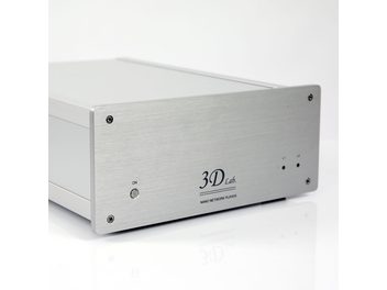 3D Labs Nano Network Player Signature V5 netværksaudioafspiller, frontpanel, børstet aluminiumskabinet, 2 knapper, LED-skærm
