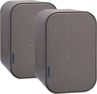 Компактні Hi-Fi колонки ArtSound UNI20 сірого кольору, прямокутна пара із заокругленими кутами та сірою перфорованою металевою решіткою