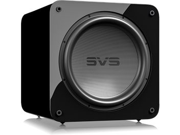 SVS SB-5000 R|Evolution black lacquered subwoofer front with circular grille and visible SVS logo