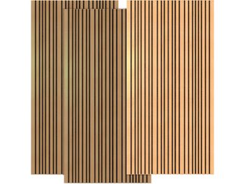 Tre Artnovion Siena Doble V W-absorber 2.0 i ljust trä, trälameller och svarta räfflor, vy framifrån