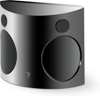 Reproduktor Focal Electra SR1000 S černý, pohled zepředu, válcový tvar, centrální kruhový reproduktor, dva oválné boční reproduktory