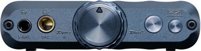 Convertitore audio portatile iFi Audio iDSD GR 2 nero, vista frontale con grande manopola e uscite cuffie S-BAL e BAL