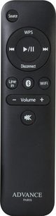 Sort Advance WTX-StreamPro fjernbetjening med Volume +/- knapper, Line in, WiFi, afspil/pause, forrige/næste spor