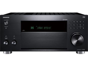Ενισχυτής home cinema Onkyo TX-RZ50 μαύρος, λιτή πρόσοψη με πράσινη οθόνη, περιστροφικά κουμπιά και μερικά πλήκτρα