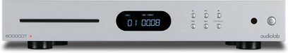 Lecteur CD haute-fidélité Audiolab 6000CDT argent avec façade rectangulaire, écran numérique central et boutons circulaires