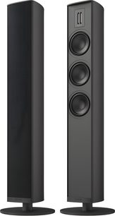 Piega Premium 701 Gen2 sort gulvhøjttaler, slankt design på rund fod med tre synlige højttalere og bånddiskant