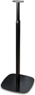 BlueSound Adjustable Speaker Stand for PULSE M & FLEX black, round base, black vertical pole, front view