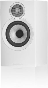 Bowers & Wilkins 607 S3 boekenplankluidsprekers, wit, vooraanzicht, ronde tweeter en woofer, witte afwerking