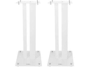 Enova HIFI MAJESTY 60 WH, iki beyaz hoparlör ayağı, ön görünüm, dikdörtgen yapı, kare taban, metal bağlantı parçaları