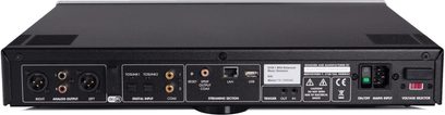 Netværksaudioafspiller Electrocompaniet ECM 1 MKII sort, frontpanel med tilslutninger og knapper, frontvisning