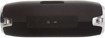 Přenosný Bluetooth reproduktor Yourban Getone 50 černý, pohled zepředu, válcový tvar, ovládací tlačítka umístěná uprostřed, chromované konce