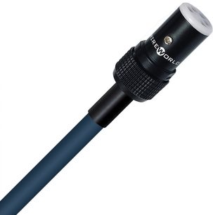 Phonokabel Wireworld Luna 10 Phono 1,5m, cylindrisk mørkeblå kappe, cylindrisk sort stik med tekstureret overflade og hvidt endestykke