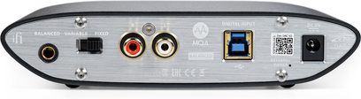 Przetwornik cyfrowo-analogowy (DAC) iFi Audio Zen Dac V2, widok z przodu i z góry, metaliczna szara obudowa, złącza i elementy sterujące