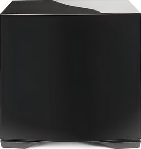 Paradigm Defiance S12 Gloss Black Subwoofer, sleek cubic enclosure with angular feet, front view