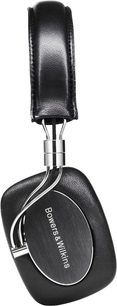 Bowers & Wilkins P5 S2 åbne hi-fi-hovedtelefoner i sort læder, set fra venstre side, med bøjle og ørekopper i forkromet metal