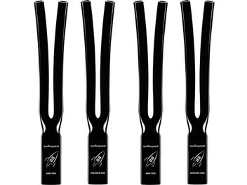 Accessory for cable Rocket 88 sock black, set of 4, front view, Y-shape, white text "AMP END" and "SPEAKER END"