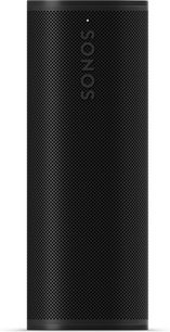Sistem audio Bluetooth Sonos Roam 2 negru, vedere din față, grilaj perforat negru, logo vertical centrat, indicator luminos